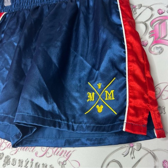 Disney shorts silky satin nautical Mickey mouse embroidery bottom leg slits - Picture 4 of 7